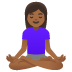 woman in lotus position, medium-dark skin tone